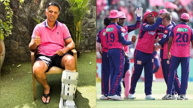 big blow to rajasthan royals ahead ipl 2025 head coach rahul dravid injured while playing cricket