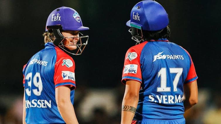 DC W vs GG W Jess Jonassen player of the match record Delhi Capitals Women won by 6 wickets WPL 2025