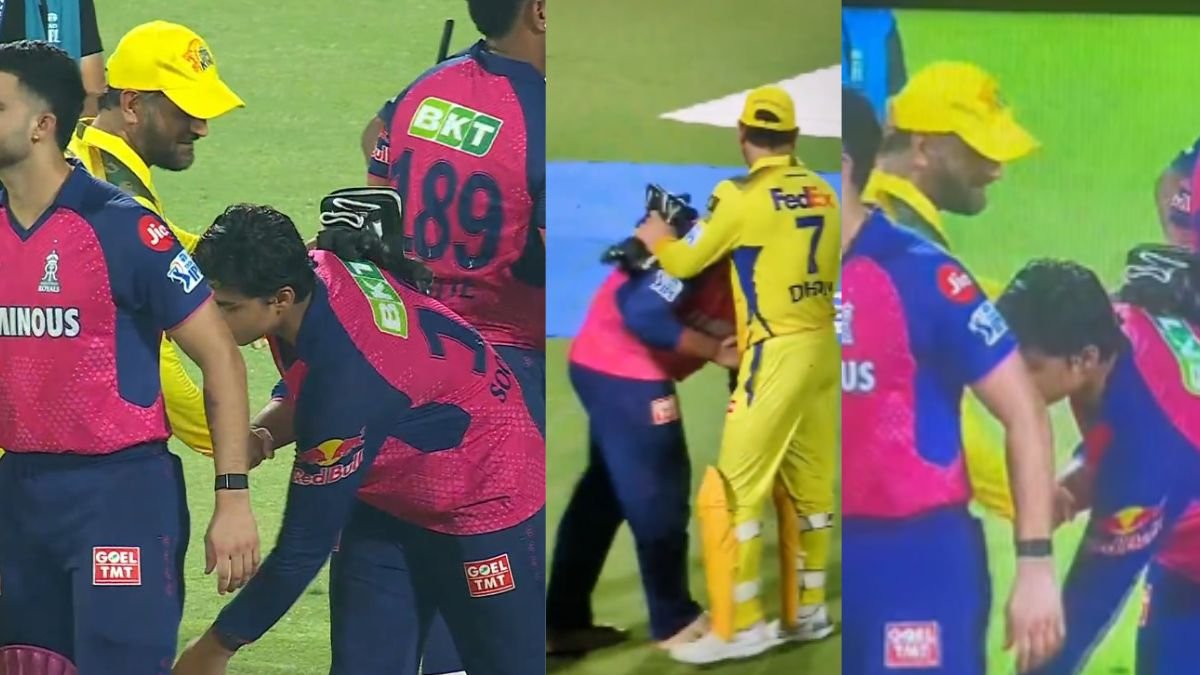 VIDEO: वैभव सूर्यवंशी ने मौका मिलते ही छू लिए धोनी के पैर, ये नहीं देखा तो कुछ नहीं देखा